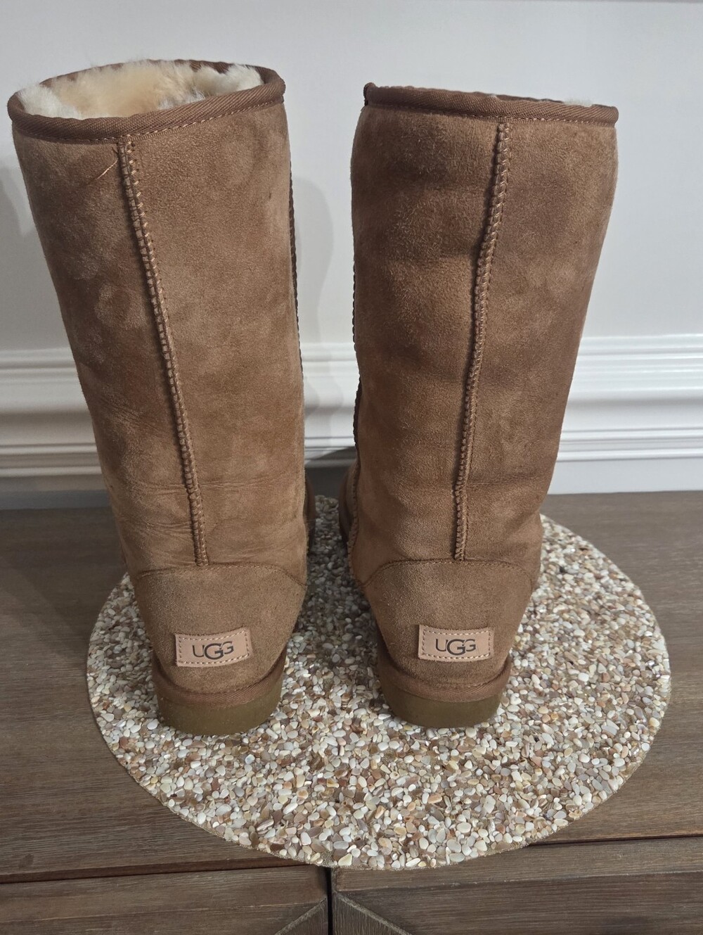 UGG Classic Tall Boots Chestnut Suede Sheepskin Winter Boots Womens Mid Calf 8